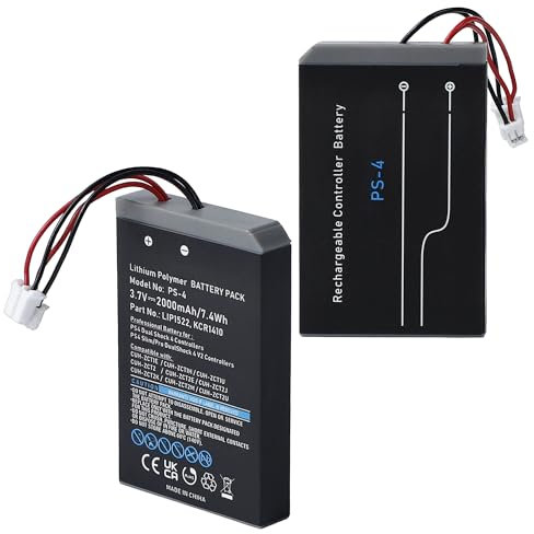 SHAWOROCE 2 x Battery LIP1522 KCR1410 Compatible with Sony PS4 DualShock 4 Slim Pro V1 V2 CUH-ZCT2 CUH-ZCT1 Wireless Controller Playstation 4 Manette Li-ion Li-po Batteries 2000mAh 3.7V