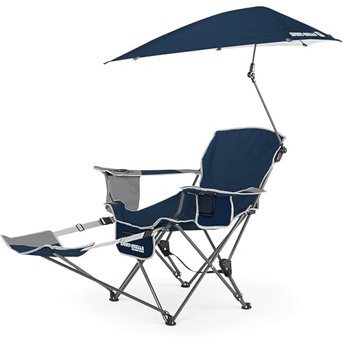 Sport-Brella Silla de Playa con Compartimento térmico, Plegable y Ligera de 76cm, Ideal para Camping, Festivales y relajación Junto al Agua - Protección UV, fácil de Transportar - Azul Medianoche