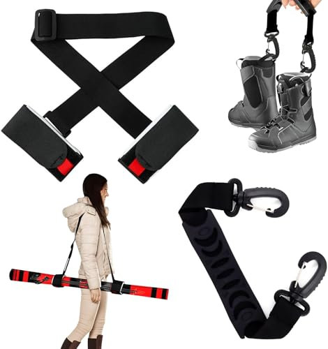 Esquí Correa, Ski Carrier Strap, Correa de Transporte de Esquí Ajustable, Correa Portador Esqui y Bastones, Correas para Botas de Esquí, Transporte Esquí, para Actividades al Aire Libre de Invierno
