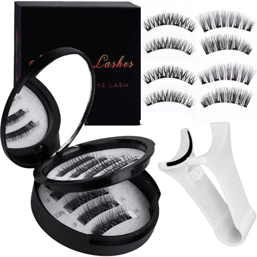 2 Pairs Magnetic Eyelashes with Applicator, No Gel Magnetic Lashes, Lightweight Natural Reusable False Eyelashes, Easy to Apply & Remove