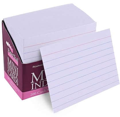 Roaring Spring Mini Index Cards 3x2.5, 200 Count, 100# White Single Sided Ruled Paper, In Convent Tray Holder, Blank on Back (Pack of 1)