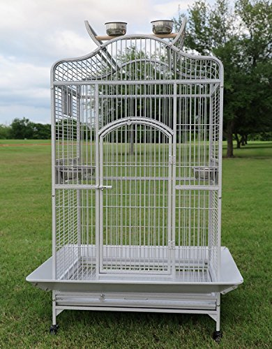 Extra Large Wrought Iron Open/Close Play Top Bird Parrot Cage, Include Metal Seed Guard Solid Metal Feeder Nest Doors Overall Dimensions: 35.25 Wx29.5x62H(with Seed Skirt)