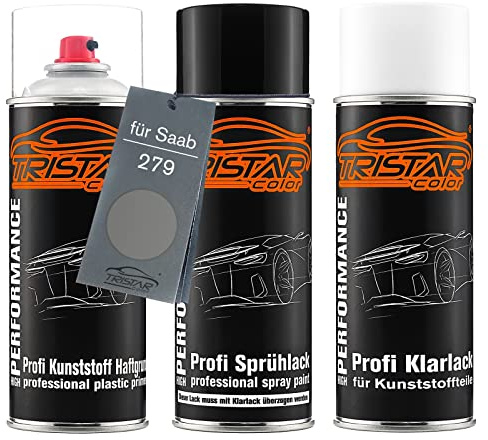 TRISTARcolor Billack sprayset för plast för Saab 279 Steel Grey Metallic