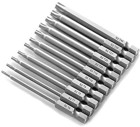 Bestgle 11pcs 75mm 6.35mm Hex Tige Embouts de Tournevis Torx T6-T40 Électrique Magnétique Étoile Torx Jeu de Forets de Tournevis à Tête de Sécurité