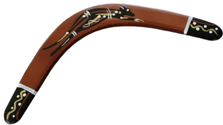 Boomerang Native Art Hand-Painted Boomerang – 34 cm, Kangaroo, Australian | Hand-crafted, hand-painted 34 cm (14 in) throwing boomerang made in Australia. Kangaroo design for adult sport or display.