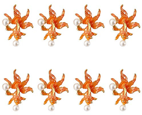SiegYma 8 Pcs Antique Goldfish Alloy Charms Pendant Koi Handmade Hairpin Bridal Headdress Necklace Brooch Bracelet Clothes Decoration DIY Handmade Orange Jewelry Accessories