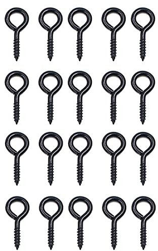 20 Viti a Vite per Occhi M4 Viti a Vite in Acciaio Inox Nero Autofilettanti ad Anello a Vite Chiodi Resistenti, Grandi Ganci da Parete per Lavori Fai da te in Sughero da Appendere Cornici in Legno