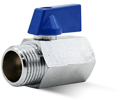 DOJA Barcelona | Valvula de Esfera Mini | Azul | 1/4 | M - H | Valvula de Esfera Mini Fontaneria de Laton Cromado | Mini Valvula Bola para Bombas de Agua, Tanques, Grifo Exterior, Conexiones de Agua