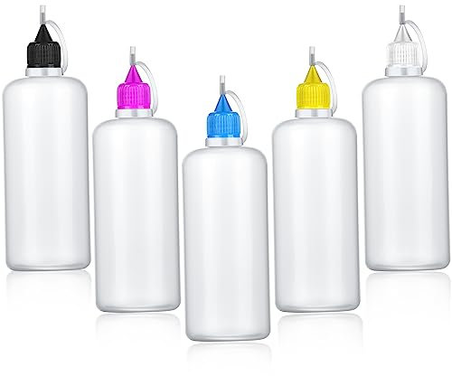 Applikator Flaschen Set Nadelflaschen 100ML Dosierflasche Nadelflaschen mit Präzisionsspitzen Leimflasche Tropfflaschen für DIY Handwerk Nachfüllkleber Nähmaschinenöl 5 Stück