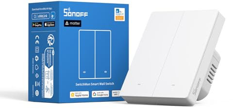 SONOFF M5-2C-80W (Matter) Interruptor de luz Inteligente, Interruptor de Pared Wi-Fi Alexa, Interruptores de luz eléctrica, 2 Canal, Compatible con Alexa and Google Home [Cable neutro requerido]