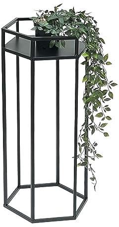 DanDiBo Blumenhocker Metall Schwarz 6eck Blumenständer Beistelltisch 96453 Blumensäule Pflanzenhocker Pflanzenständer Modern (Höhe: 60 cm/M)