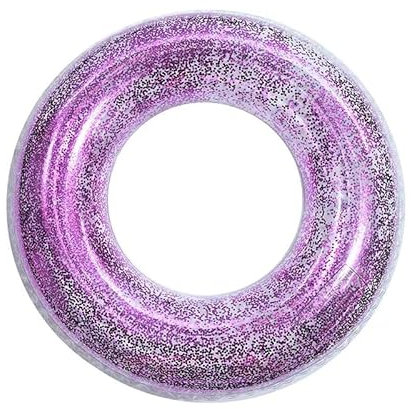 KUAKE Schwimmring Aufblasbarer, Schwimmring Erwachsene Groß, Schwimmring Groß Glitzer, Schwimming Ring Schwimmring Durchsichtig, Sommer Schwimmring für Pool Sandstrand Party, Pool(Violett)