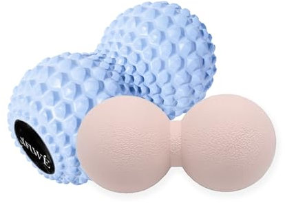 Lacrosse Massage Ball Therapy Trigger Point Ball Roller Peanut Massage Ball Set for Feet Myofascial Release Foot Lacross Ball 2 Pack for Back Deep Tissue Physical Therapy(2PCS,Blue/Pink)