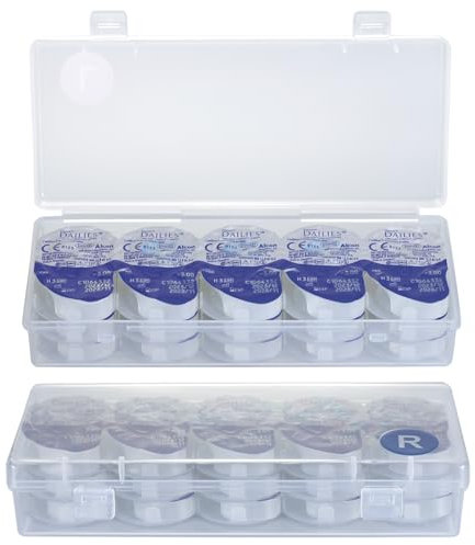 JynJyn 2-Pack Contact Lens Organizer Case, Portable Storage Case for Daily Disposable Contact Lenses, Holds 30 Lenses Each, 30 Days Total