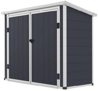 Gardiun Caseta Cobertizo de Resina Noa 7,29 m2 Exterior con Suelo y Puerta Doble de 156x139 cm Color Antracita