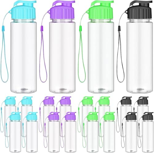 TESIN 20 Pcs Water Bottle Bulk 500 ml Plastic Water Bottles Bulk Gym Sports Adults Reusable Large Water Bottles with Leak Proof Flip Top for Party Outdoor (Colorful)