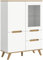 xonox.home Wohnzimmer Stockholm Highboard Hochkommode Hochschrank Anrichte Buffetschrank in weiß Absetzung Nox Oak, ca.100x140x40 cm