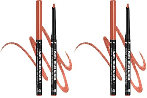 Rimmel London Lasting Finish Exaggerate Lip Liners, 018 Rose Addiction, 4g (Pack of 2)