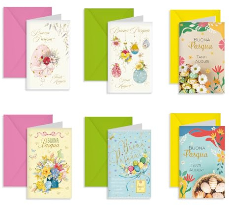 ARKRAFT Biglietto auguri Pasqua in italiano con glitter misura 13 x 8.5cm (P4 6)