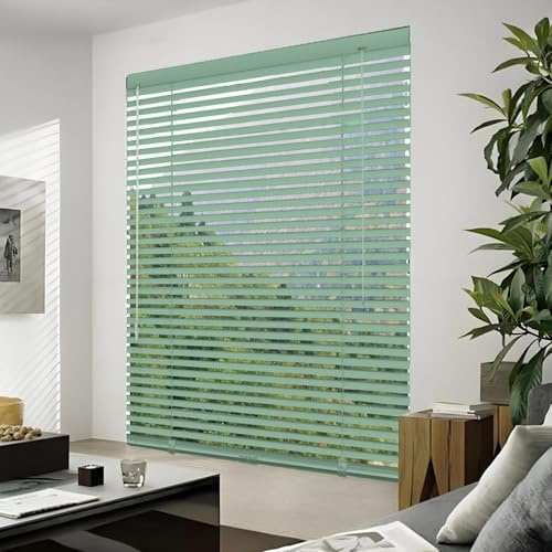 Aluminum Blinds Metal Slat Venetian Blind Horizontal Window Blinds Shades Windows Curtain Window Blinds 1/25mm Slat Light Filtering(Light green)