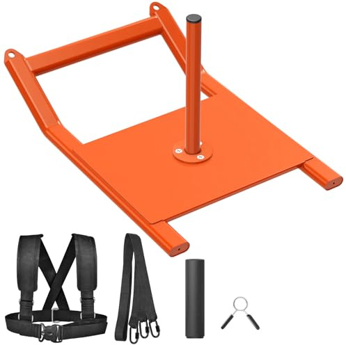 BeneLabel Trineo de pesas naranja para entrenamiento de fuerza, trineo de entrenamiento de pesas, se adapta a discos de peso de 1 y 2 pulgadas, trineo de ejercicio para entrenamiento de velocidad y