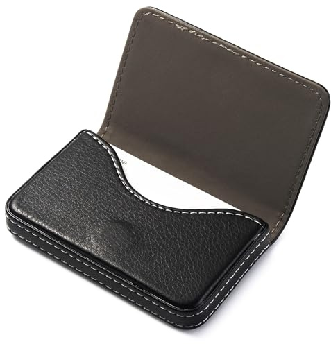 GrueGard Porte Carte de Visite, Slim étui Pochette Carte de Visite, Compact Portable Boite Support Range Porte-Carte Business Card Holder Case (Noir, 9.6 * 6.5 * 2cm*1)