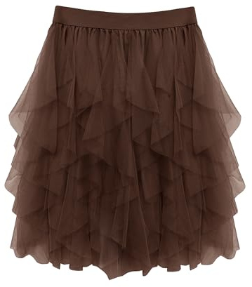 Wikoan Falda para Mujer Falda Asimétrica de Tul Falda de Malla Princesa Mujer Informal de Moda Mujer Informal de Moda
