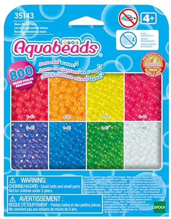 Aquabeads - La recharge Néons - Kit de Loisirs créatifs - Activité Manuelle Enfants en Toute autonomie - Recharge de Perles Qui collent avec de l'eau - Jouet Enfant 4 Ans et + - 35143