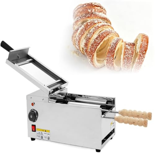 Chimney Cake Maker Machine, rostfritt stål elektrisk glasskon maskin | 1600W effekt, 50-300°C justerbar temperatur, ungersk Cake Pop Roller, för bagerier Caféer Food Trucks