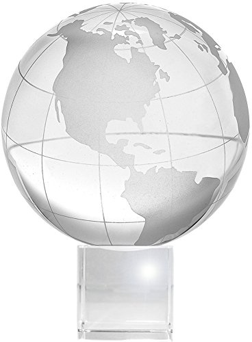 Amlong Crystal Globe (3 inch Diameter) on Crystal Stand with Gift Box - 4.75 Inch Tall