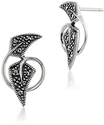 Gemondo Art Nouveau Earrings, 925 Sterling Silver 0.17ct Marcasite Art Nouveau Style Stud Earrings