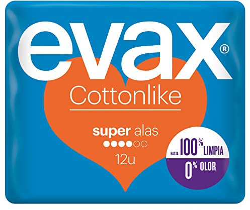 EVAX Cottonlike Super Compresas con Alas - 12 unidades