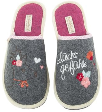 Adelheid Damen Glücksgefühle Filzpantoffel - mit Geschenkverpackung - weicher Wollfilz - praktische Doppelgrößen