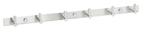 Garderobenhaken KARA Edelstahl als Einzelhaken oder Hakenleiste mit 4/6/8 Haken Garderobenleiste Wandhaken Wandgarderobe, Größe wählbar (6 Haken - L: 460 mm) von JUNKER DESIGN