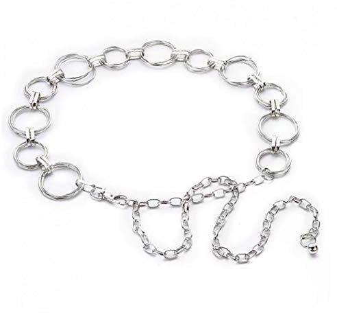 Damen Metall-Kreis-Kette Gürtel Vintage-Bauch-Kette Bohemian Gürtel Tanz Bauchkette Körperschmuck (Silber)