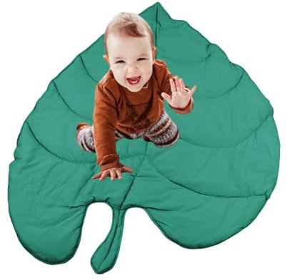 SANON Krabbeldecke für Baby, Baumwolle Blatt Form Spielmatte Baby, Weiche Krabbelmatte Baby Spielmatte für Kleinkinder Kinder 0-6 Monate
