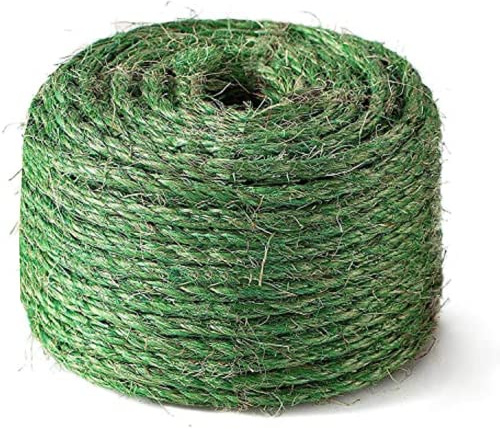 SGAVAHSG Green Sisal Rope for Cat Scratcher Cat Tree Repairing 33 FT, 6mm (1/4 inch) Diameter Natural Sisal Rope for Scratching Post Tower Replacement or Recovering, DIY Cat Scratcher