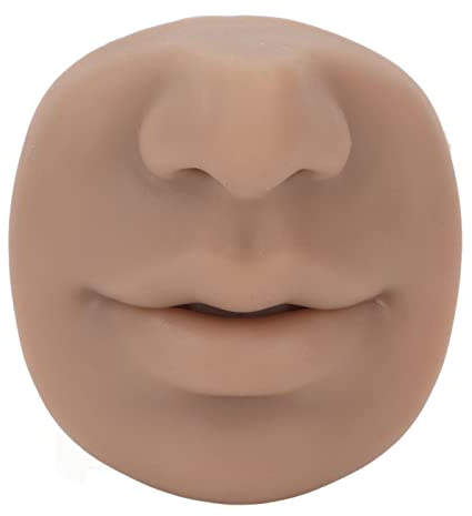 Modelo de Piercing de Silicona, Modelo de Nariz de Imitación Suave Y Flexible, Modelo Piercing con Boca Pantallas Nasales Reutilizables para Enseñar a Practicar Perforación,(Color de piel oscuro)