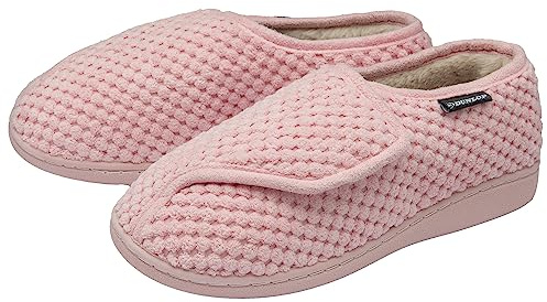 Dunlop Ladies Rip Tape Fastening Slippers - Pink - UK 6