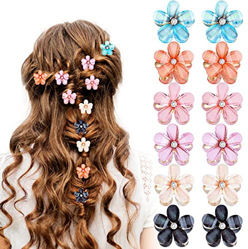 12 Stück Blumen Haarspange, Mehrfarbige Blumen Haarklammer, Niedliche Trendige Flower Hair Clip, Rutschfeste Blumenhaarklammer Für Valentinstag Alltag Party Hochzeit Und Strand Party Pool Urlaub