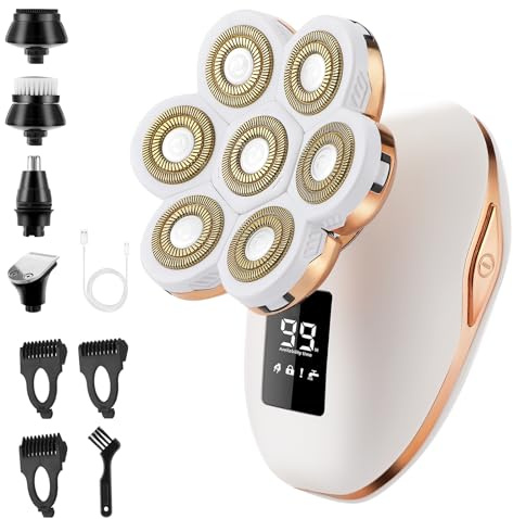 Electric Razor for Women, 7D Facial Hair Removal, 5-in-1 Wet/Dry Bikini Trimmer, Electric Shaver for Women, Rechargeable Face Shaver for Arms Legs Armpit Pubic Area, Painless Womens Grooming Kit