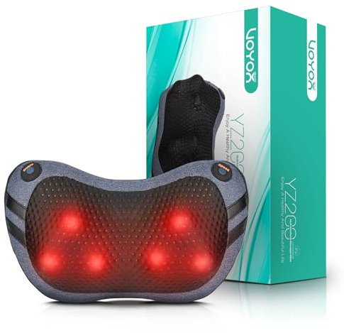 VOYOR-HEALTH Massagekissen mit Wärmefunktion Shiatsu Massagegerät, Elektrisch Massager mit 3D Massageköpfen, Muskelschmerzlinderung für Nacken, Rücken, Beine，Geschenke für Männer&Frauen YZ200