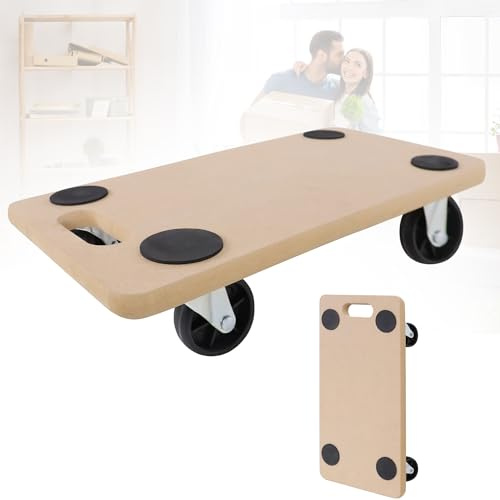 LZQ Transportroller 2 × rullbräda, rullbräda, möbeltransporthjul för utomhus och inomhus, 58 x 30 cm, möbelskoter, max 200 kg, lastkapacitet för flyttning, möbeltransport (2 stycken)