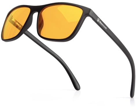 Bloomoak Blue Light Blocking Gaming Glasses - Light Amber Lens for Eye Strain Relief & Focus - Anti Blue Light Computer Glasses for Men & Women