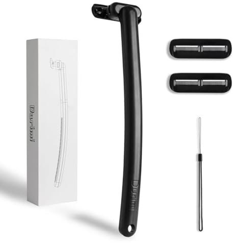Durimi rückenrasierer herren,körperrasierer herren, Wet & Dry, Ergonomischer rasierer rücken, Kann auch zur Haarentfernung an Armen, Beinen, Brust und Bauch verwendet werden，Schwarz,Einzelpackung