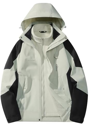 KUTOOK Chaqueta Softshell Impermeable para Mujer 3 en 1 Invierno Cortaviento con Cálido Forro Polar Senderismo Esquí Ciclismo