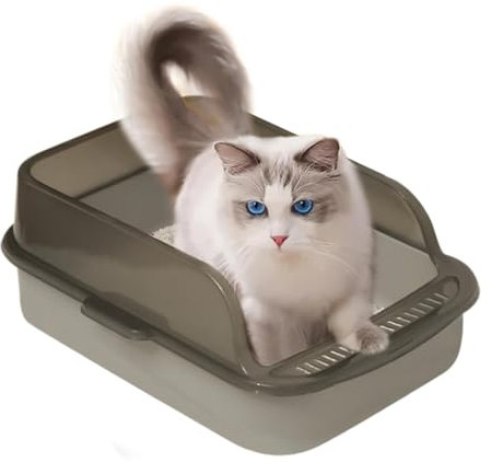 Inodoro para Gatos – Arenero Cubierto para Gatos | Bandeja de Grande | Bandeja de Abierta | Arenero Abierto para Gatos con Pala y Caja de Pala | Arenero de Alta Cara para el hogar