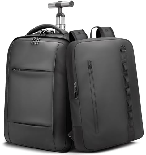 SWICKY RICOOI 2-in-1-Reiserucksack mit Rollen, 50L Rucksack Trolley mit 17,3 Laptopfach- Handgepäck mit USB-C-Anschlüssen Handgepäck Rucksack Rollen für Geschäftsreise, Hochschulen & Wochenendtrip