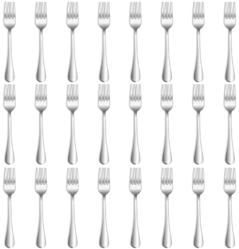 QUCHER 20,8 cm, forchette da tavola, forchette da menù, in acciaio inox, per uso domestico, casa, cucina, ristorante (24. argento)
