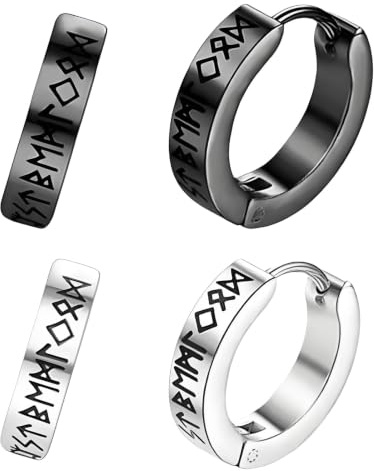 4Pcs Black Earrings for Mens Earrings Hoops, Ear Ringsfor Mens Earings | Men's Earrings, Gothic Men Earrings, Mens Hoop Earrings, for Work Gatherings, Daily Wear and Gifts